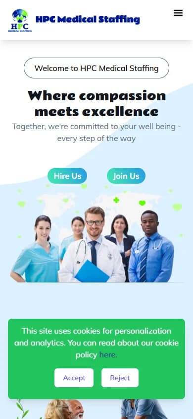 HPC Medical Staffing mobile view