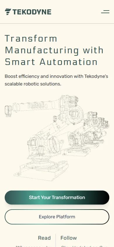 Tekodyne mobile view